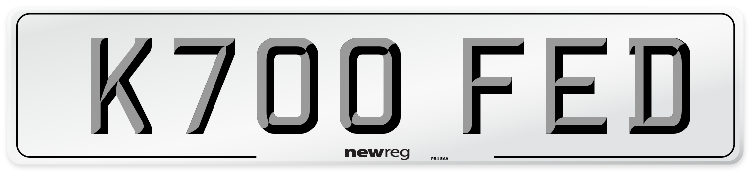 K700 FED Number Plate from New Reg